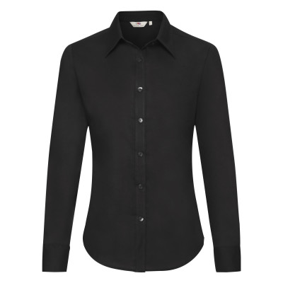 Lady-Fit Oxford Shirt L/S Black