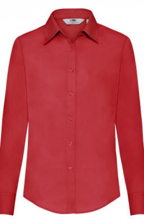 Lady-Fit Poplin Shirt L/S Red